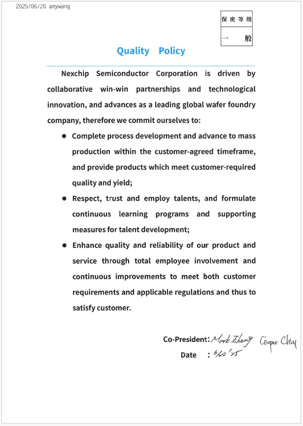 Quality policy